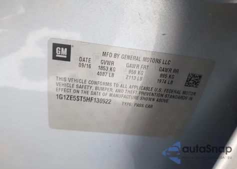 2017 Chevrolet Malibu 1Lt from USA, damaged, VIN 1G1ZE5ST5HF130922